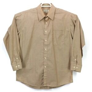 Bosa Mens‎ Button Up Collared LS Shirt Size 16 32/33 Solid Brown
